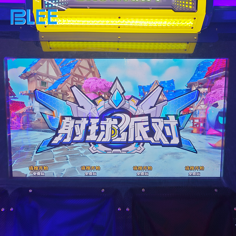 Close-up of moving targets including spinning discs, pop-up characters, and rolling balls.