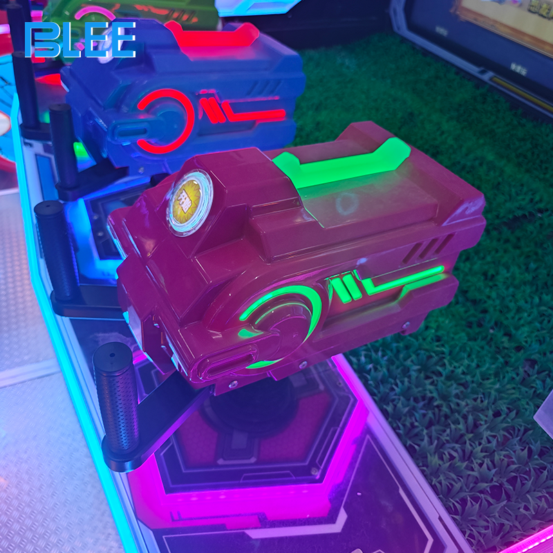 LED fire effects illuminating as players successfully extinguish virtual flames.