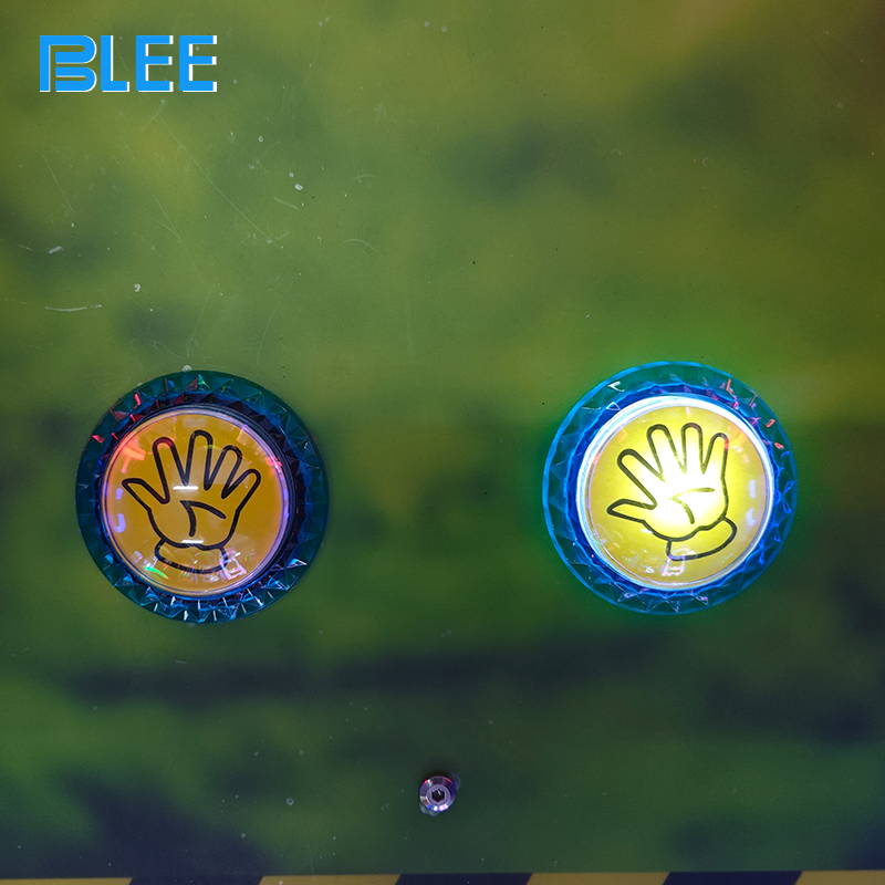 Player aiming and firing a soft ball at a moving T-Rex target that lights up when hit.