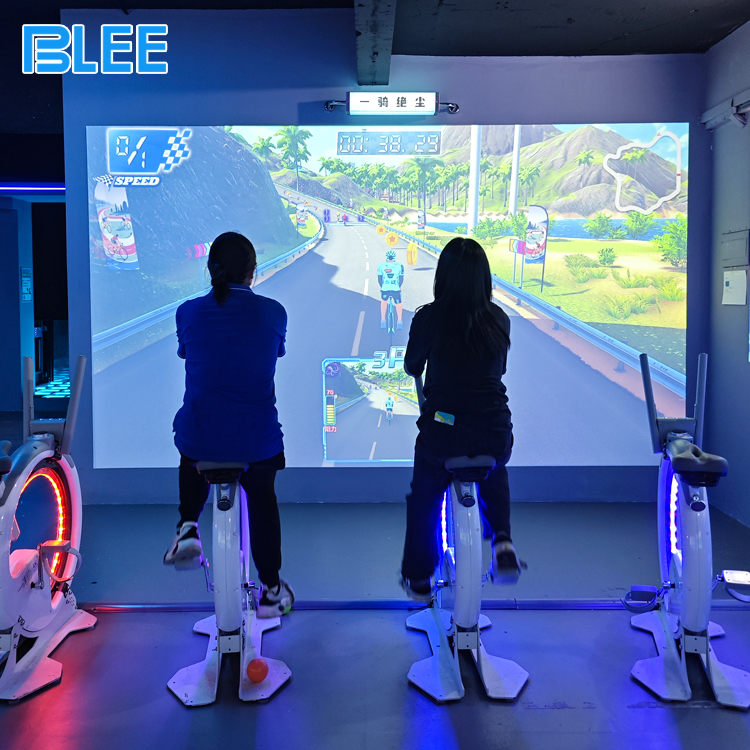 Projection cycling game for family entertainment center Projection cycling game for family entertainment center
